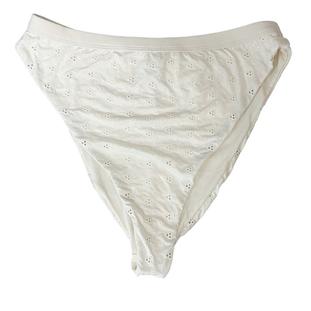 Dippin Daisy's White Eyelet High Rise Bikini Bottoms - Size 1X